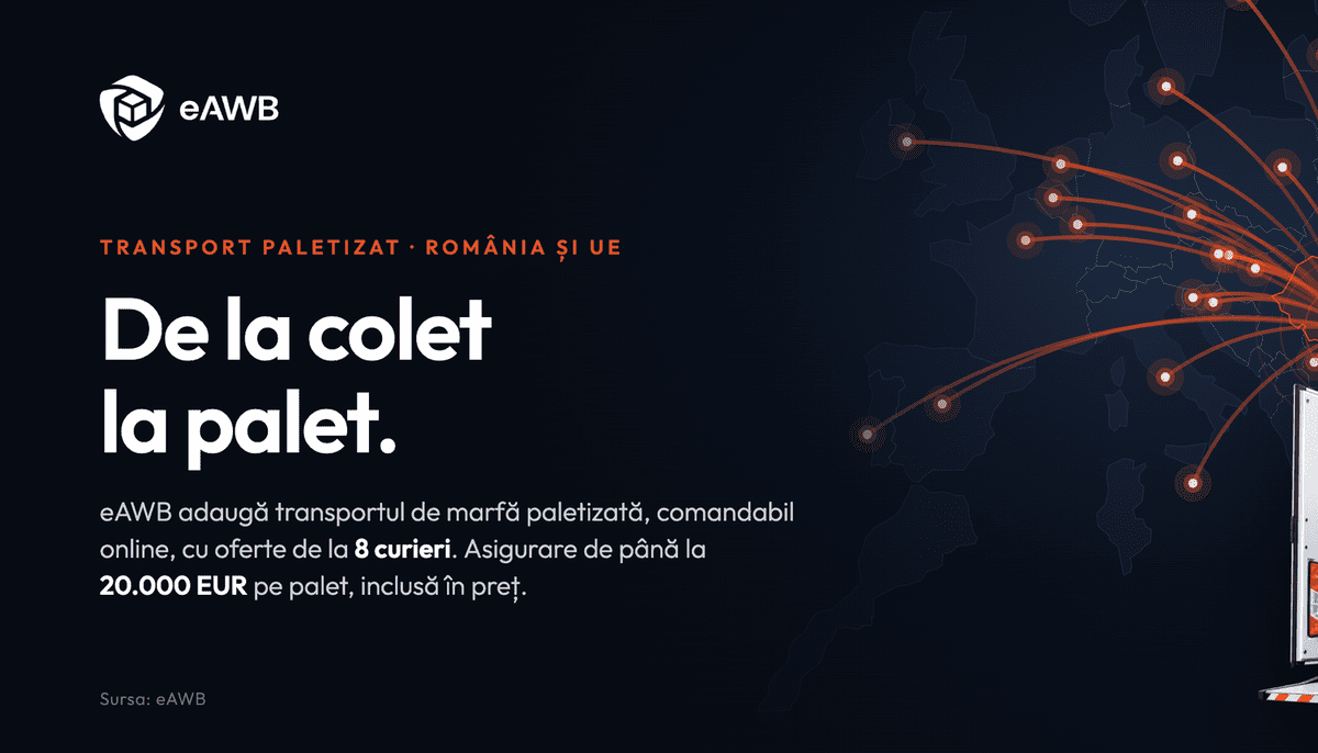 eAWB lansează o soluție online pentru transportul paleților în Uniunea Europeană. Comenzile pot fi plasate în doar trei minute