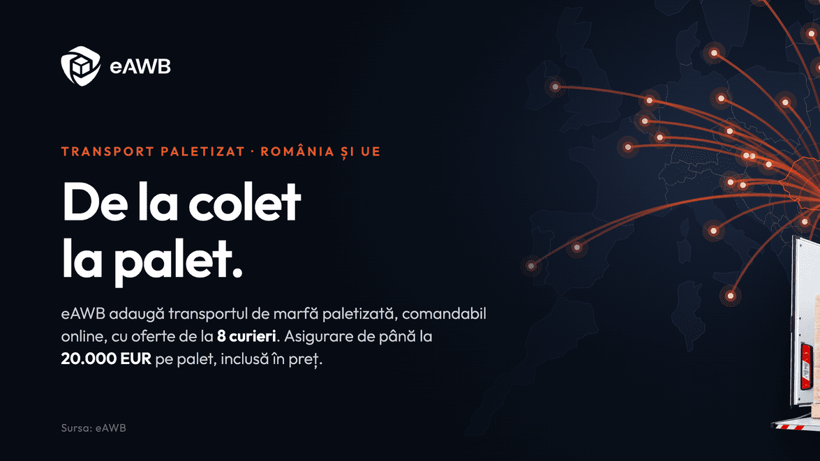 eAWB lansează o soluție online pentru transportul paleților în Uniunea Europeană. Comenzile pot fi plasate în doar trei minute