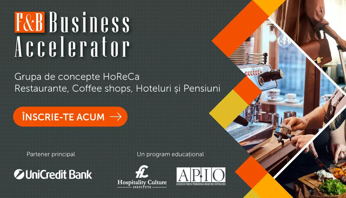 Bonul mediu la restaurant a scăzut cu 13% anul trecut. F&B Business Accelerator ajută companiile din HoReCa să își crească profitabilitatea