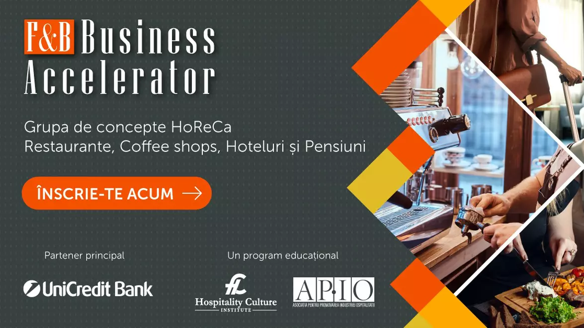 Bonul mediu la restaurant a scăzut cu 13% anul trecut. F&B Business Accelerator ajută companiile din HoReCa să își crească profitabilitatea